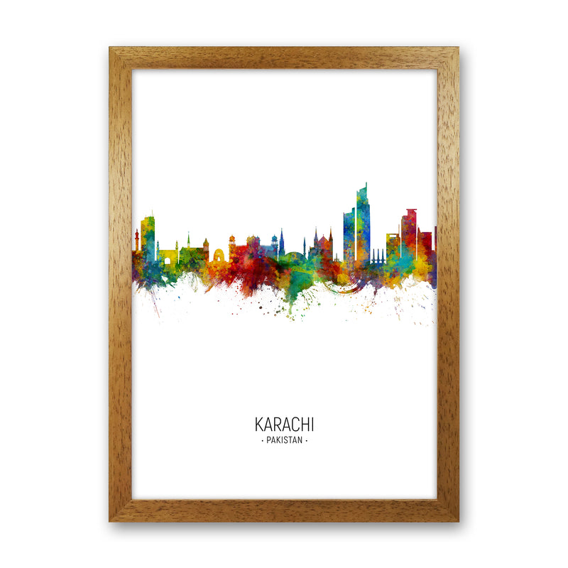 Karachi Pakistan Skyline Portrait Art Print by Michael Tompsett Oak Grain