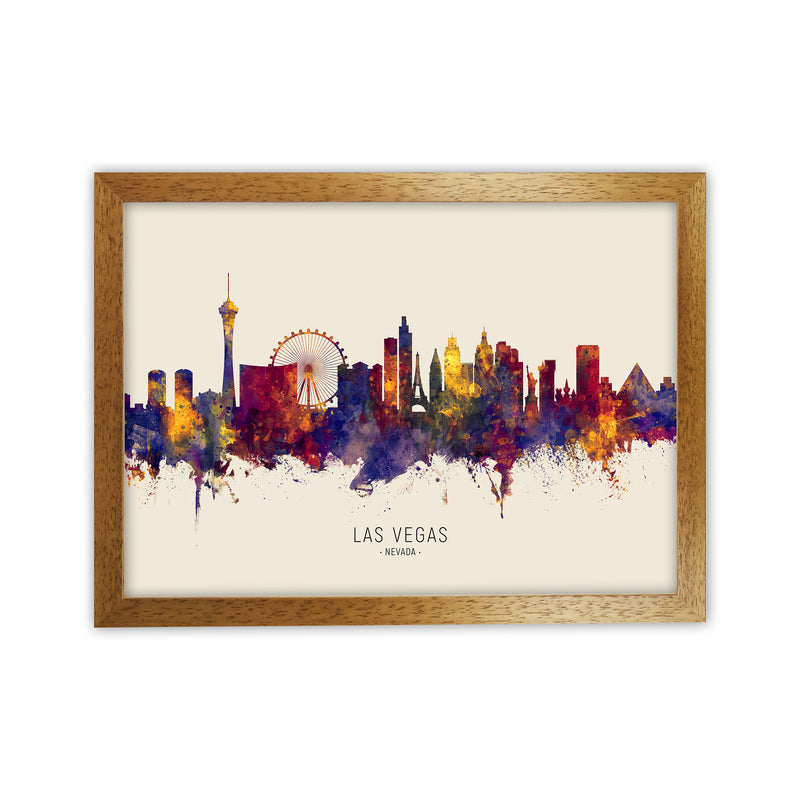 Las Vegas Nevada Skyline Autumn City Name Art Print by Michael Tompsett Oak Grain
