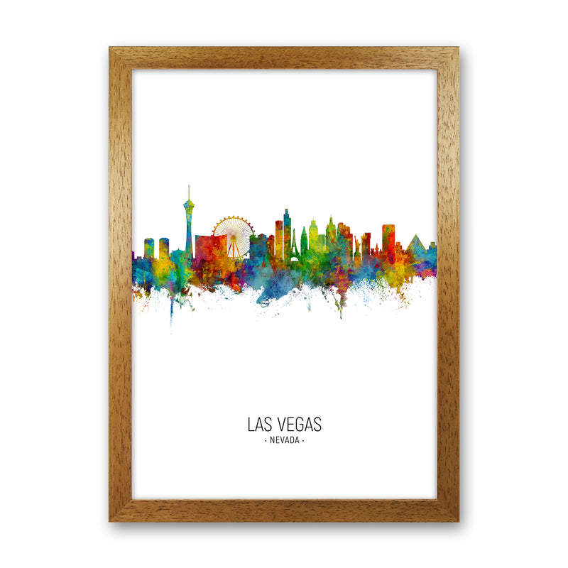 Las Vegas Nevada Skyline Portrait Art Print by Michael Tompsett Oak Grain