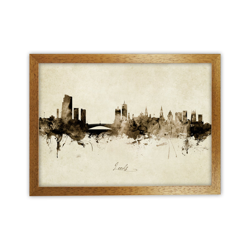 Leeds England Skyline Vintage Art Print by Michael Tompsett Oak Grain