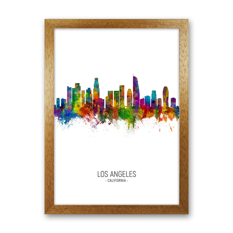 Los Angeles California Skyline Portrait Art Print by Michael Tompsett Oak Grain