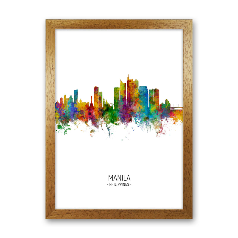 Manila Philippines Skyline Portrait Art Print by Michael Tompsett Oak Grain