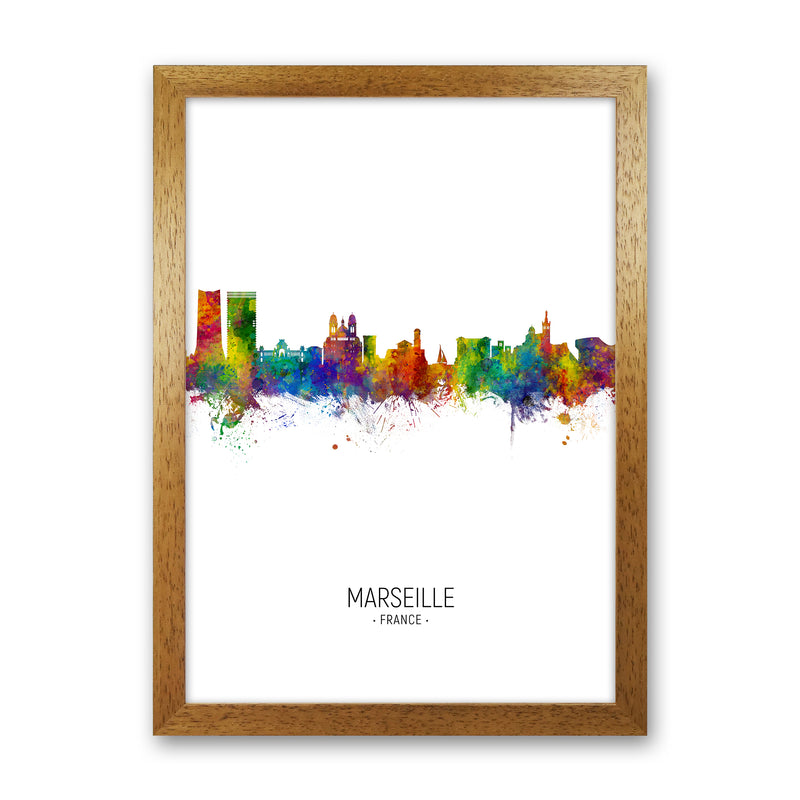 Marseille France Skyline Portrait Art Print by Michael Tompsett Oak Grain