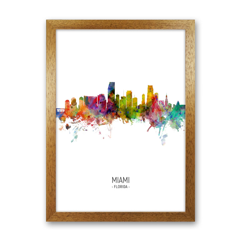 Miami Florida Skyline Portrait Art Print by Michael Tompsett Oak Grain