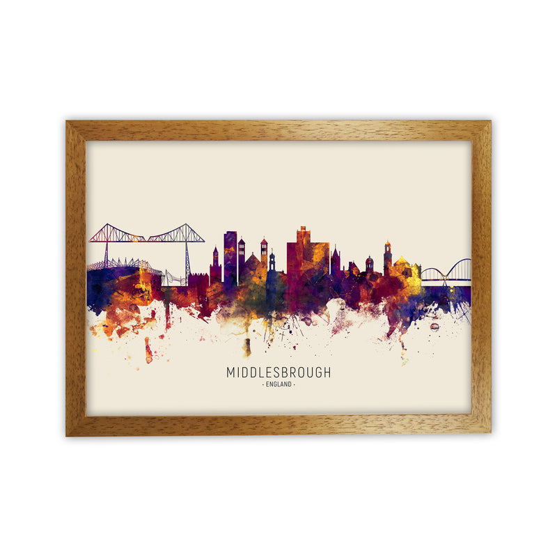 Middlesbrough England Skyline Autumn City Name Art Print by Michael Tompsett Oak Grain