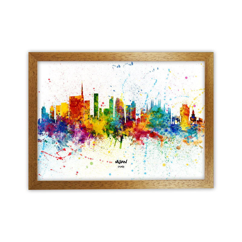 Milan Italy Skyline Splash Art Print by Michael Tompsett Oak Grain