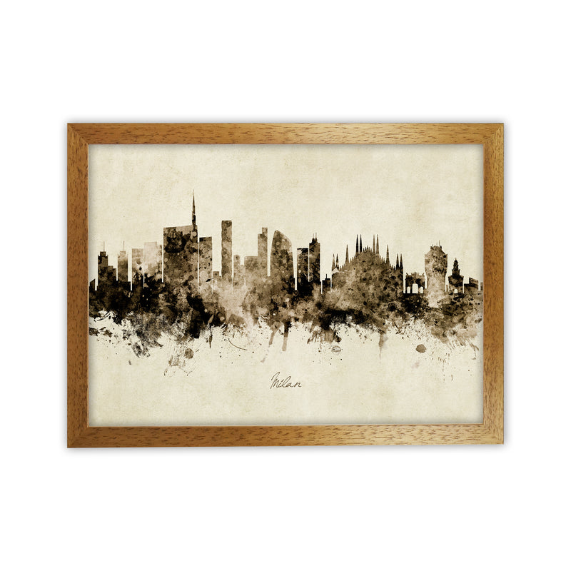 Milan Italy Skyline Vintage Art Print by Michael Tompsett Oak Grain