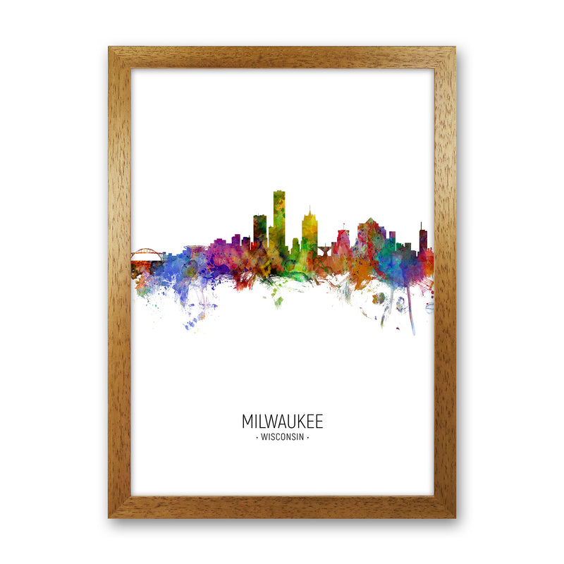 Milwaukee Wisconsin Skyline Portrait Art Print by Michael Tompsett Oak Grain