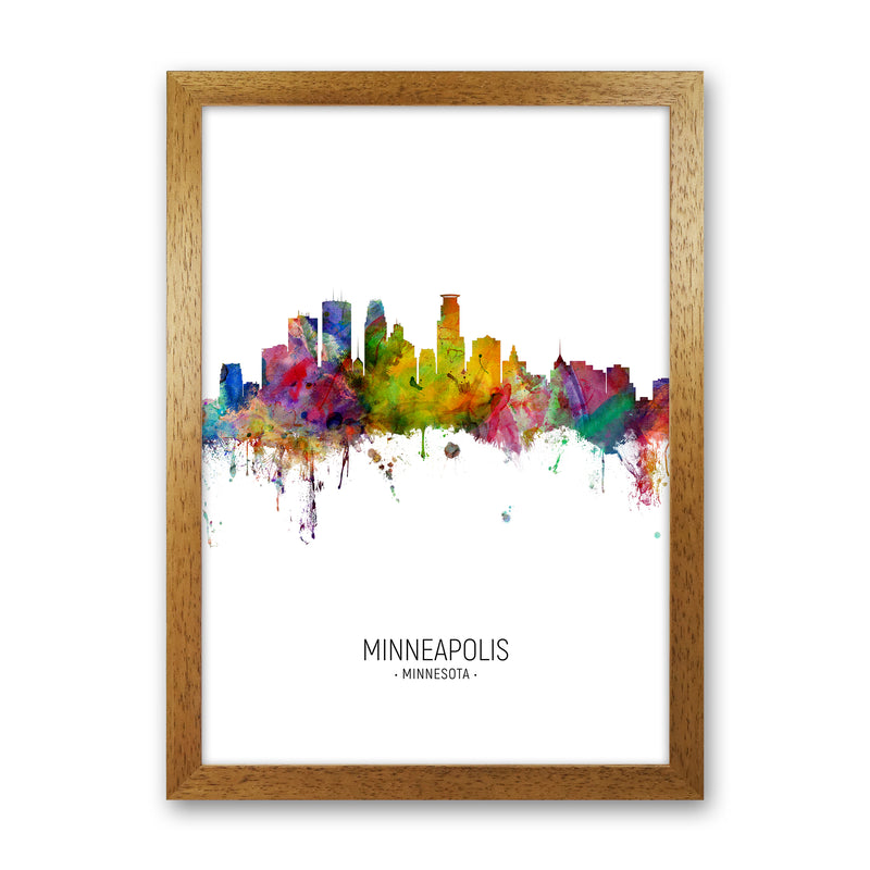 Minneapolis Minnesota Skyline Portrait Art Print by Michael Tompsett Oak Grain