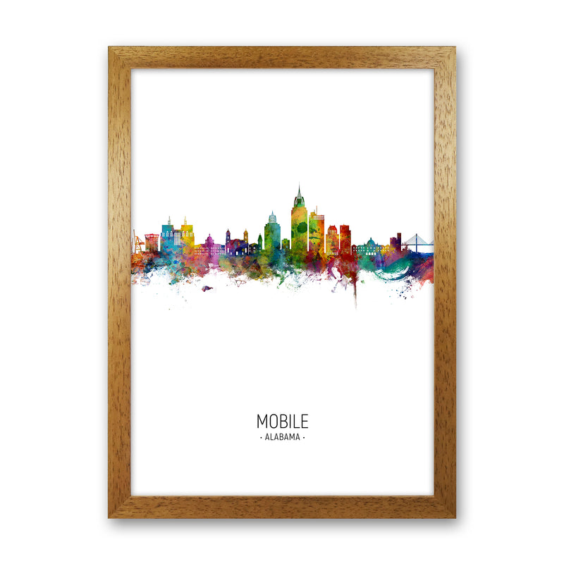 Mobile Alabama Skyline Portrait Art Print by Michael Tompsett Oak Grain