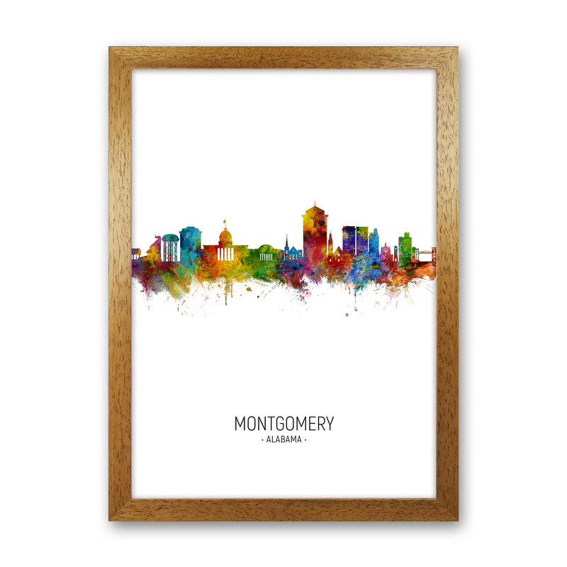 Montgomery Alabama Skyline Portrait Art Print by Michael Tompsett Oak Grain