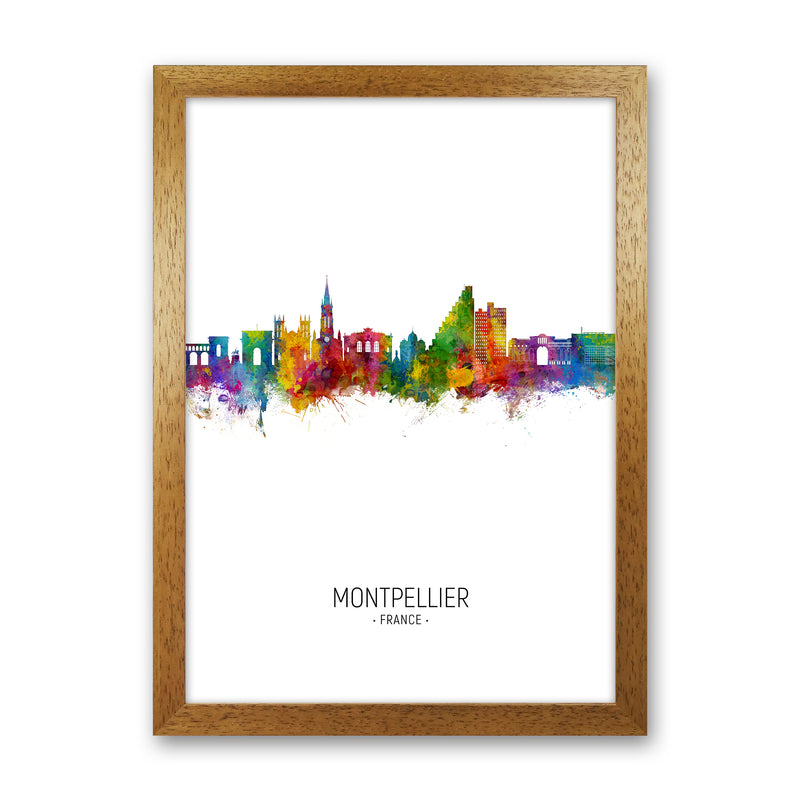 Montpellier France Skyline Portrait Art Print by Michael Tompsett Oak Grain