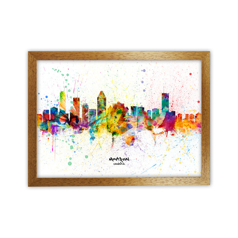 Montreal Canada Skyline Splash Art Print by Michael Tompsett Oak Grain