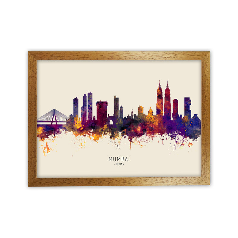 Mumbai India Skyline Autumn City Name Art Print by Michael Tompsett Oak Grain