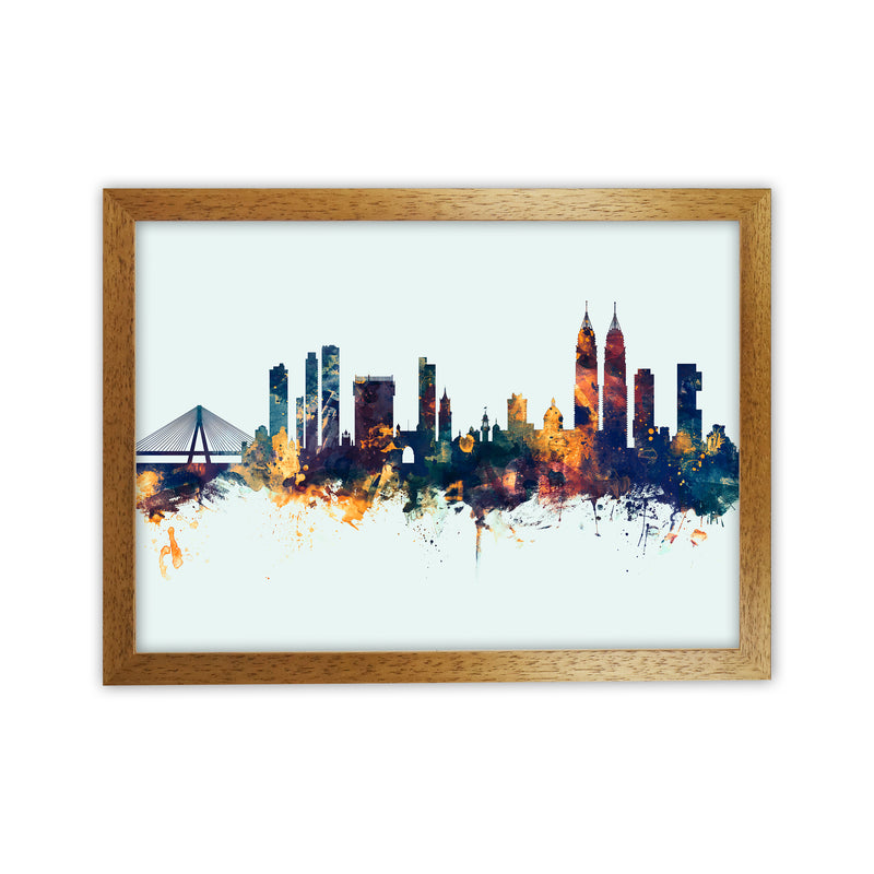 Mumbai India Skyline Blue Orange Art Print by Michael Tompsett Oak Grain