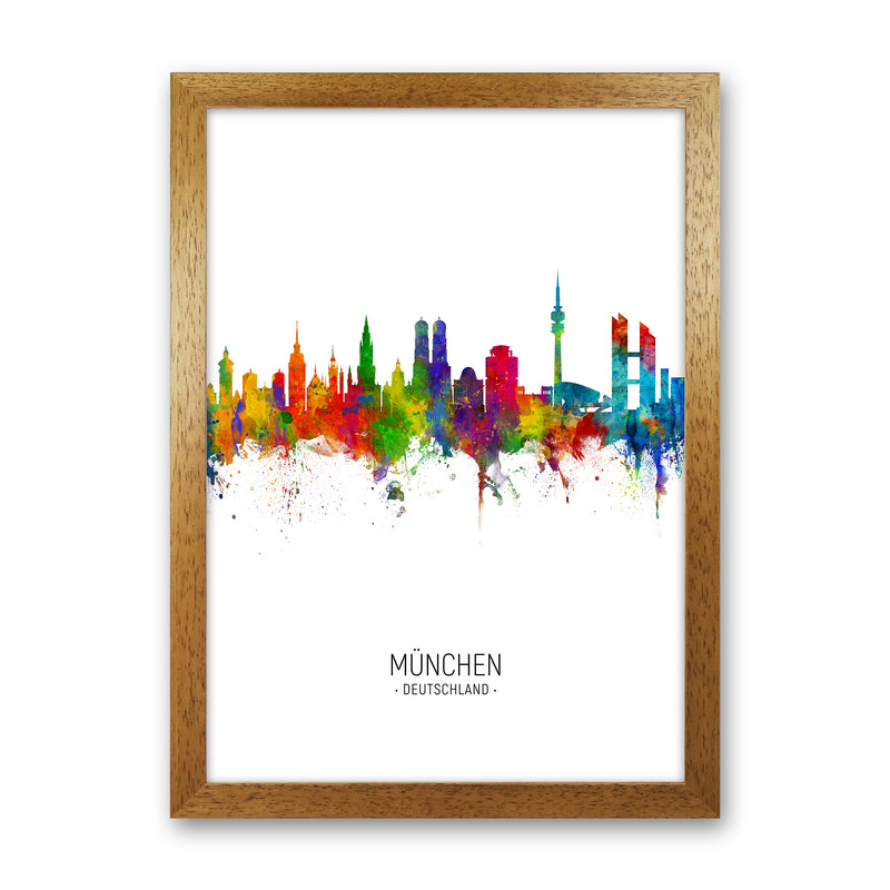 Munich Germany Skyline Portrait Art Print by Michael Tompsett Oak Grain