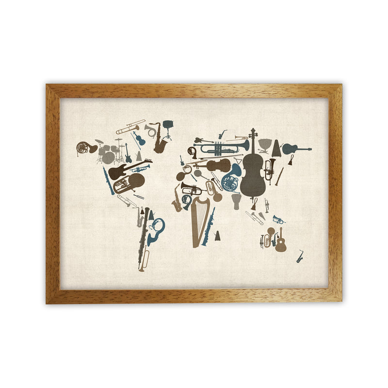 Music Instruments Map of the World Art Print by Michael Tompsett Oak Grain