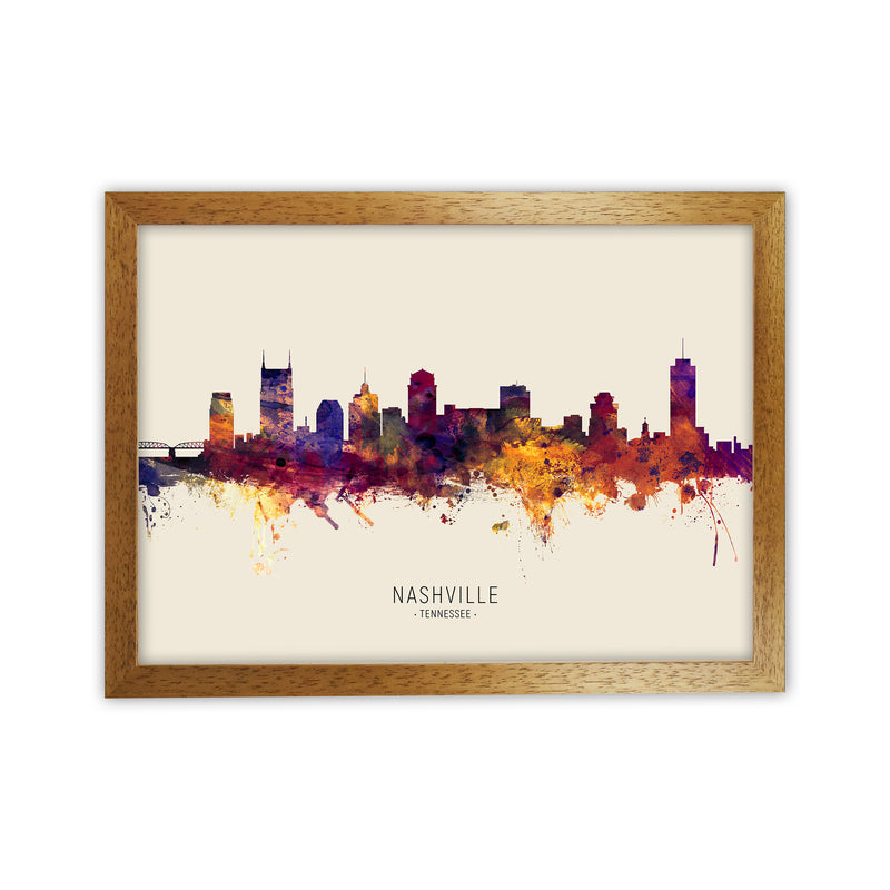 Nashville Tennessee Skyline Autumn City Name Art Print by Michael Tompsett Oak Grain
