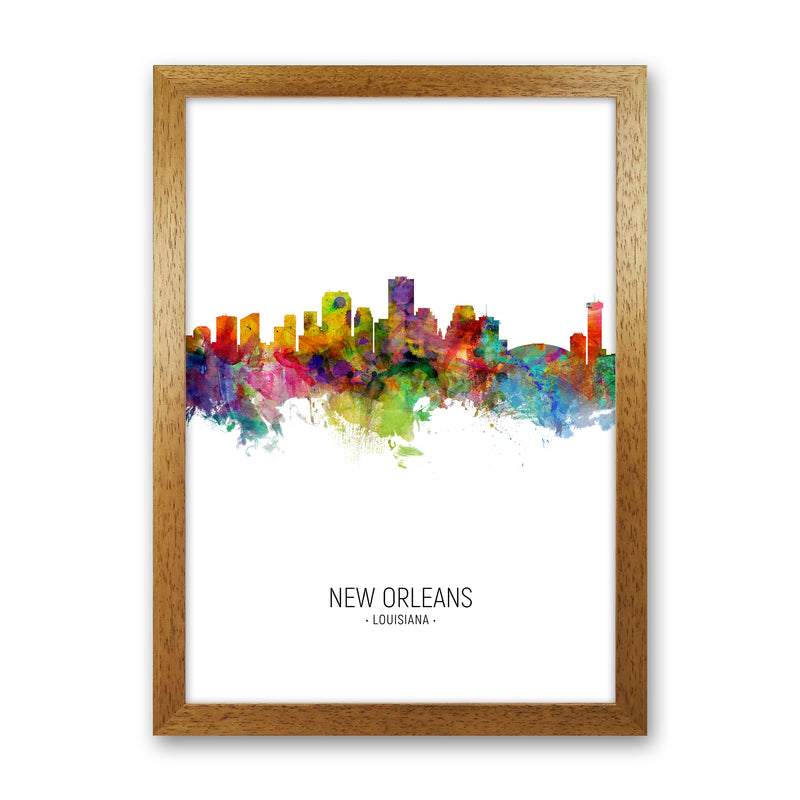 New Orleans Louisiana Skyline Portrait Art Print by Michael Tompsett Oak Grain