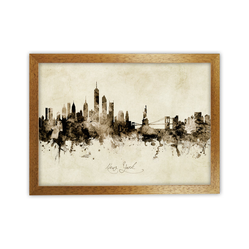 New York New York Skyline Vintage Art Print by Michael Tompsett Oak Grain