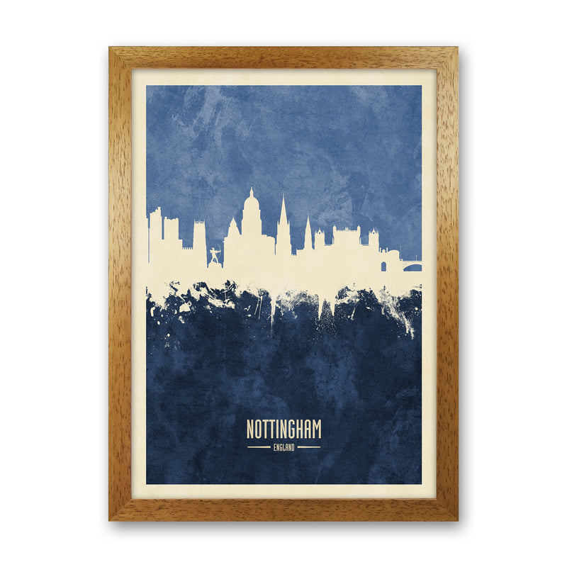 Nottingham England Skyline Portrait Navy Art Print by Michael Tompsett Oak Grain