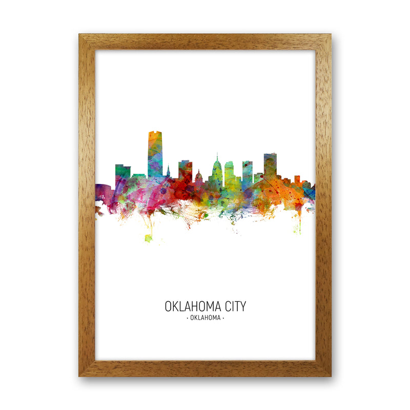 Oklahoma City Oklahoma Skyline Portrait Art Print by Michael Tompsett Oak Grain