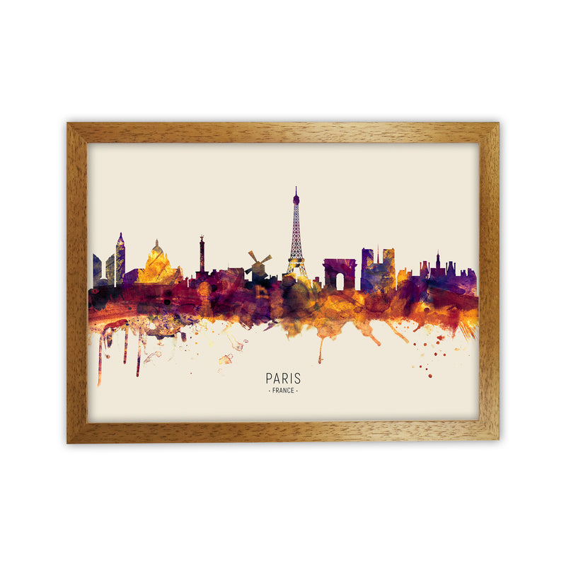 Paris France Skyline Autumn City Name Art Print by Michael Tompsett Oak Grain