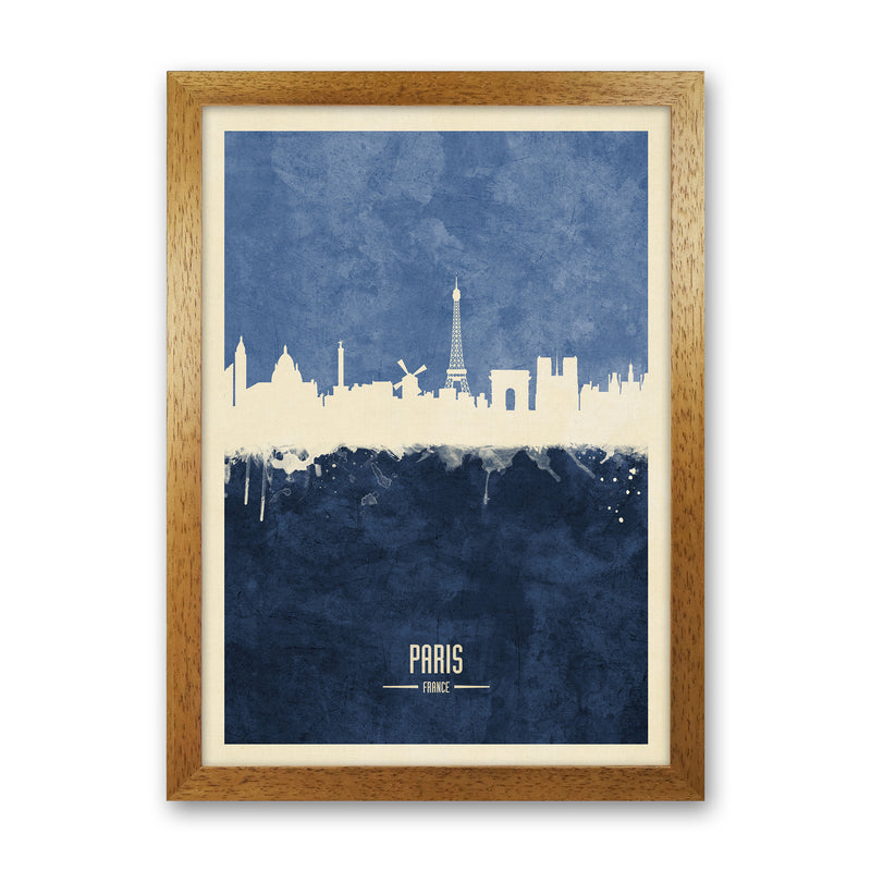 Paris France Skyline Portrait Navy Art Print by Michael Tompsett Oak Grain