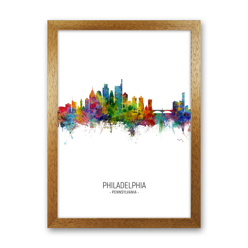 Philadelphia Pennsylvania Skyline Portrait Art Print by Michael Tompsett Oak Grain