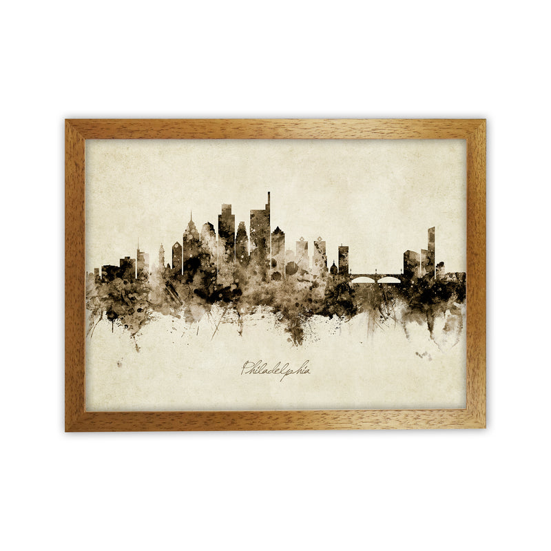 Philadelphia Pennsylvania Skyline Vintage Art Print by Michael Tompsett Oak Grain