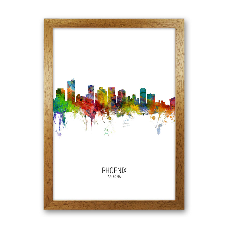 Phoenix Arizona Skyline Portrait Art Print by Michael Tompsett Oak Grain