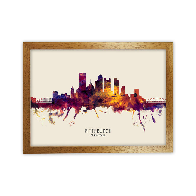 Pittsburgh Pennsylvania Skyline Autumn City Name Art Print by Michael Tompsett Oak Grain