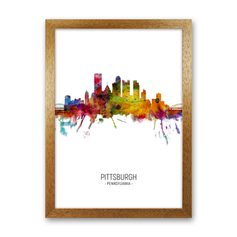 Pittsburgh Pennsylvania Skyline Portrait Art Print by Michael Tompsett Oak Grain