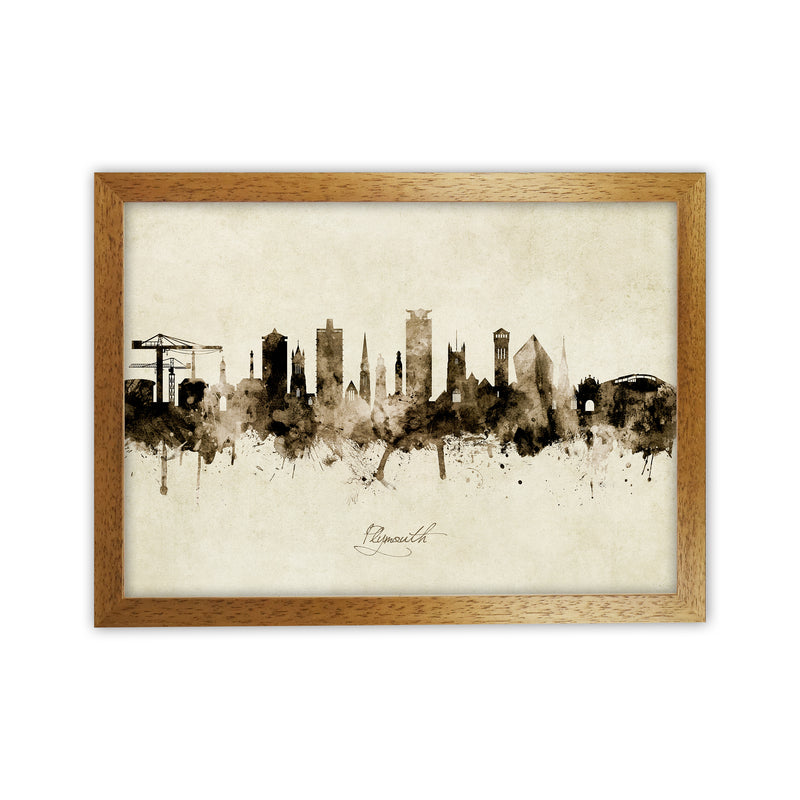 Plymouth England Skyline Vintage Art Print by Michael Tompsett Oak Grain