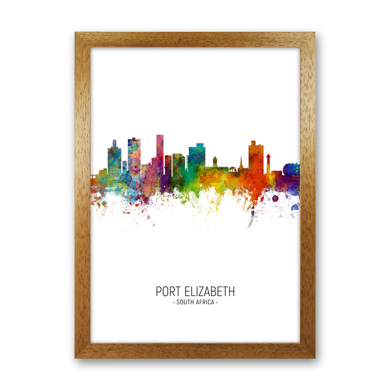 Port Elizabeth South Africa Skyline Portrait Art Print by Michael Tompsett Oak Grain