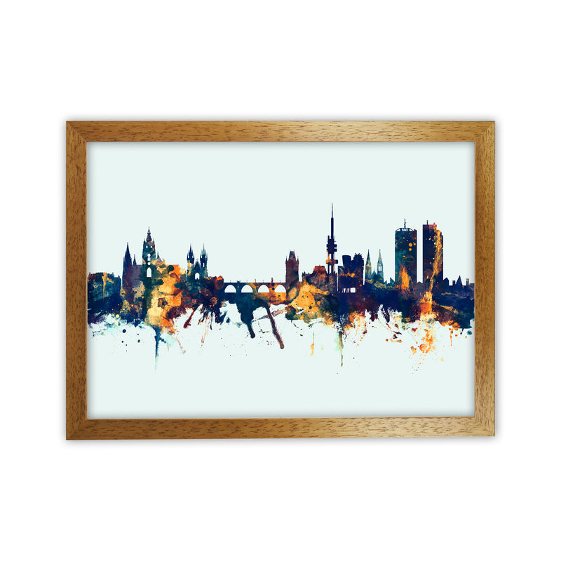 Prague Czech Republic Skyline Blue Orange Art Print by Michael Tompsett Oak Grain