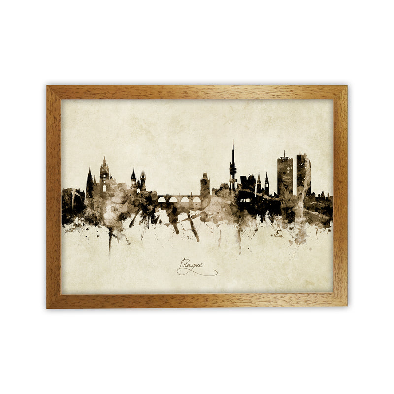 Prague Czech Republic Skyline Vintage Art Print by Michael Tompsett Oak Grain