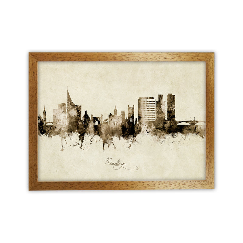 Reading England Skyline Vintage Art Print by Michael Tompsett Oak Grain