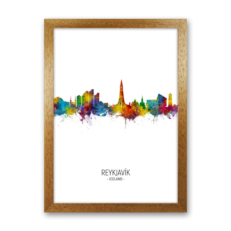 Reykjavik Iceland Skyline Portrait Art Print by Michael Tompsett Oak Grain