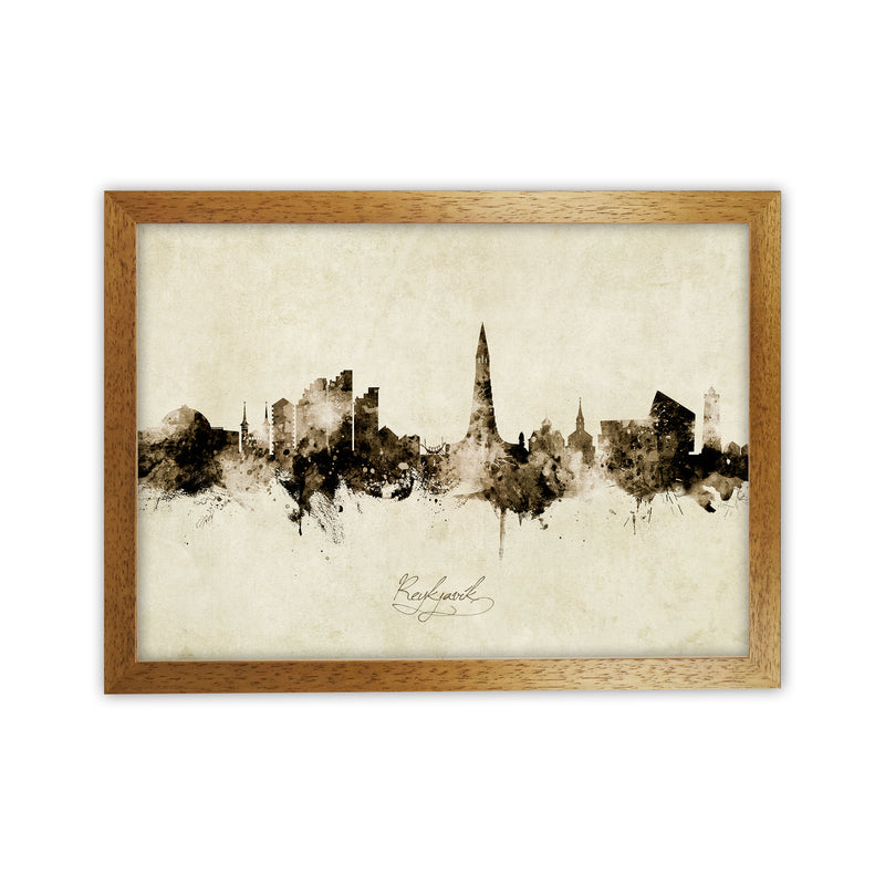 Reykjavik Iceland Skyline Vintage Art Print by Michael Tompsett Oak Grain