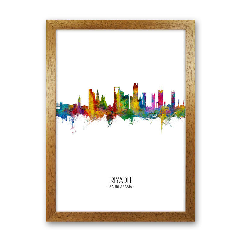 Riyadh Saudi Arabia Skyline Portrait Art Print by Michael Tompsett Oak Grain