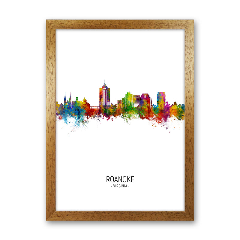 Roanoke Virginia Skyline Portrait Art Print by Michael Tompsett Oak Grain