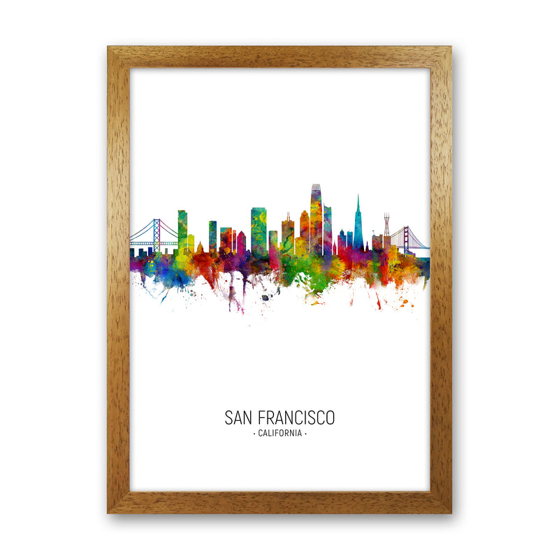 San Francisco California Skyline Portrait Art Print by Michael Tompsett Oak Grain