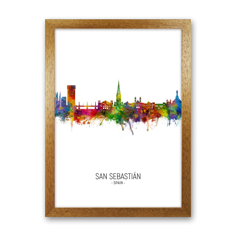 San Sebastian Spain Skyline Portrait Art Print by Michael Tompsett Oak Grain