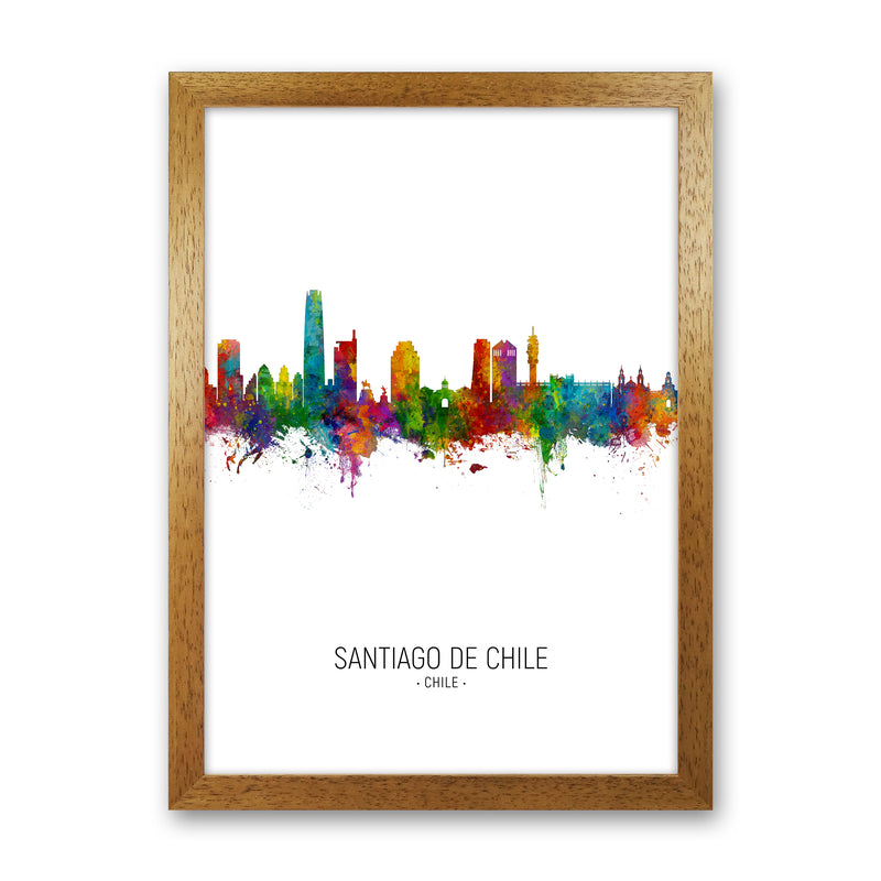 Santiago De Chile Chile Skyline Portrait Art Print by Michael Tompsett Oak Grain