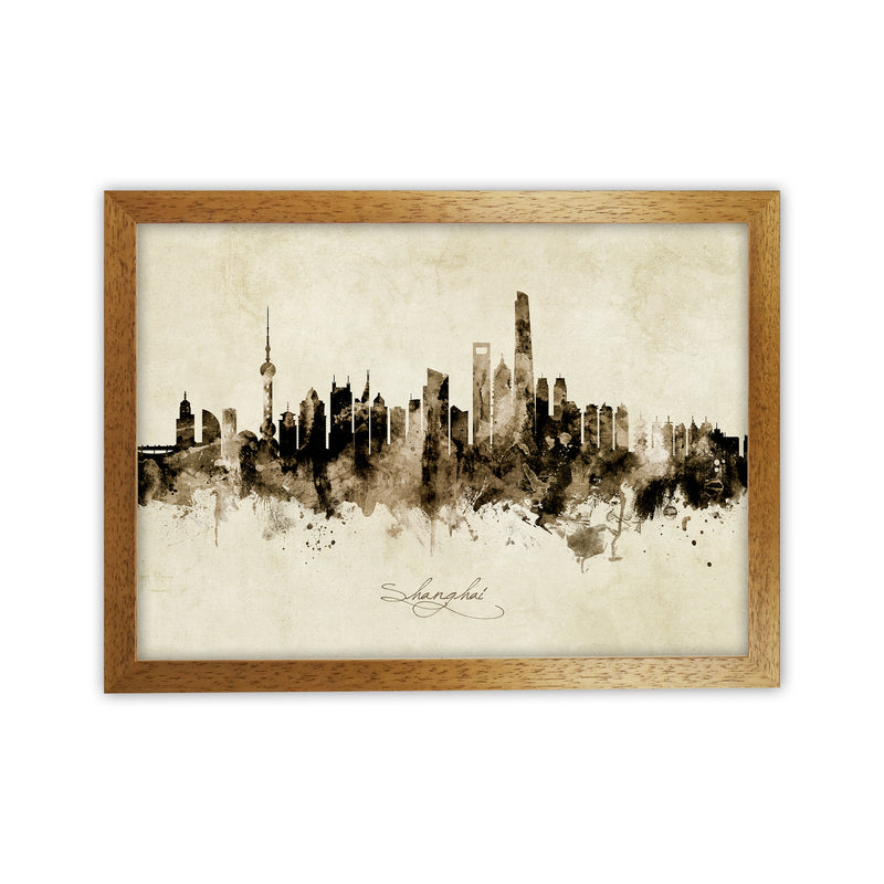 Shanghai China Skyline Vintage Art Print by Michael Tompsett Oak Grain
