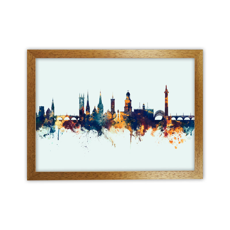 Shrewsbury England Skyline Blue Orange Art Print by Michael Tompsett Oak Grain