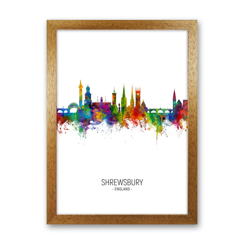 Shrewsbury England Skyline Portrait Art Print by Michael Tompsett Oak Grain