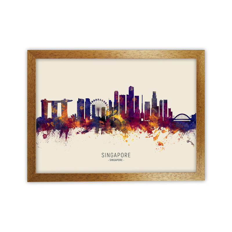 Singapore Singapore Skyline Autumn City Name Art Print by Michael Tompsett Oak Grain