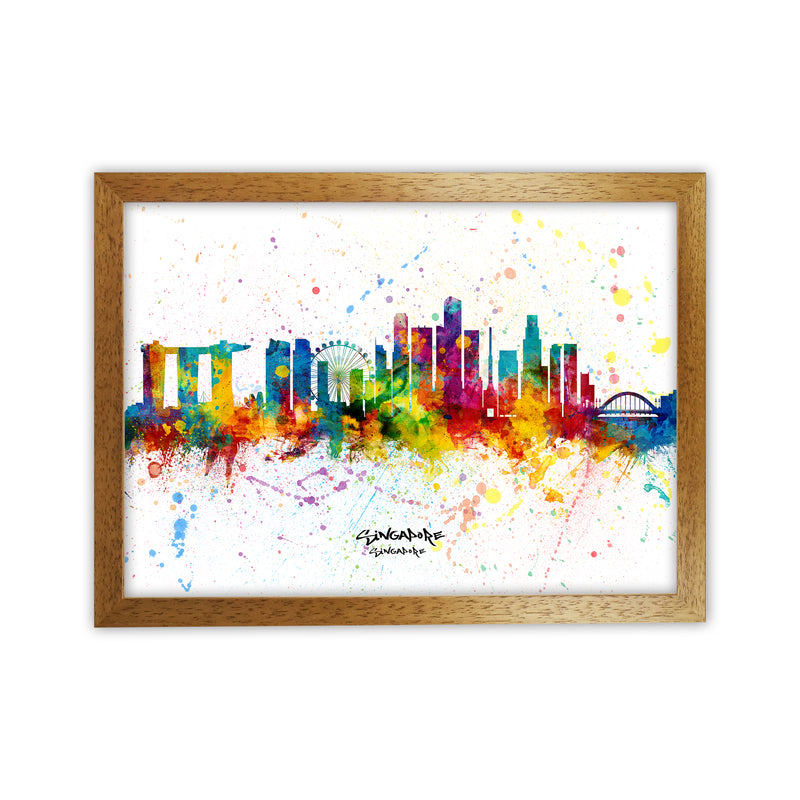 Singapore Singapore Skyline Splash Art Print by Michael Tompsett Oak Grain